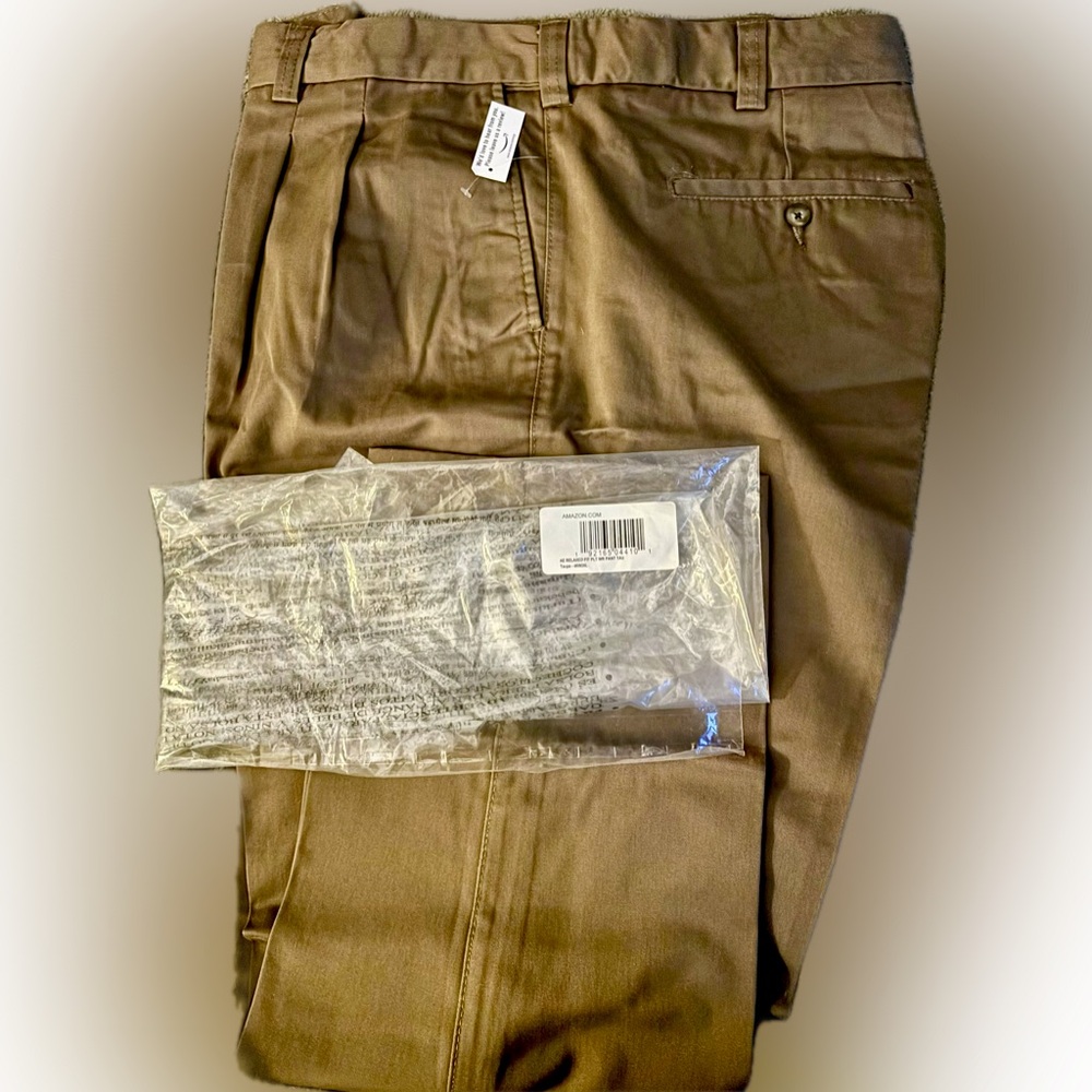 Amazon Essentials men's classic fit Chino Taupe;
 46 x 28 NWT
